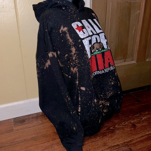 LAST CALL California Republic Black Tie Dye Splatter Hoodie Size L - Picture 7 of 14